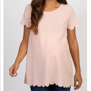 Pink Blush - Pink Scalloped Hem Maternity Top